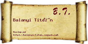 Balanyi Titán névjegykártya
